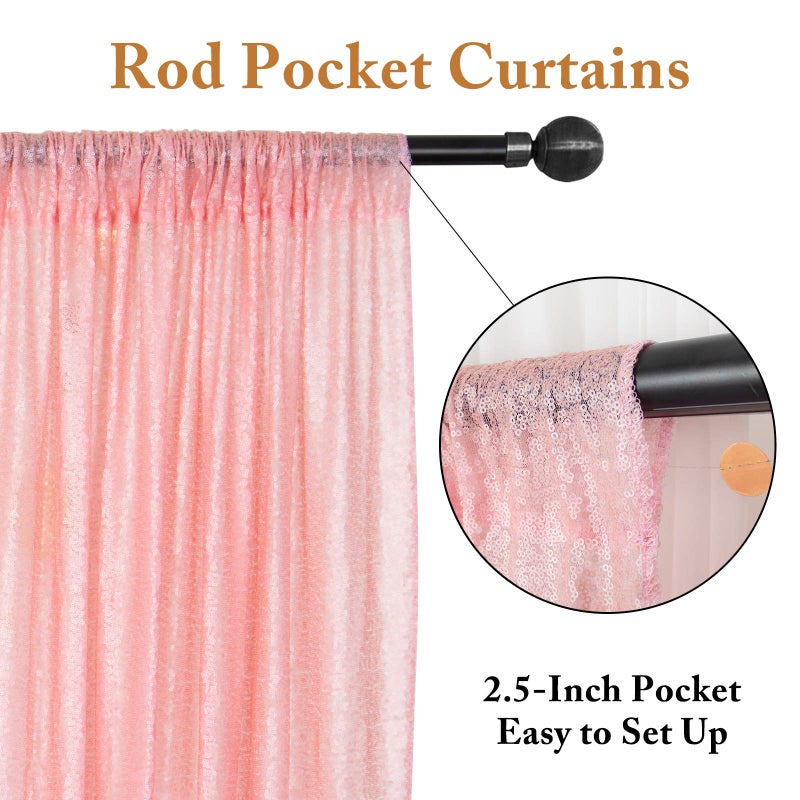 ShinyBeauty 4x7FT Sequin Backdrop Baby Pink| Glitter Fabric for Wedding, Birthday, Baby Shower Backdrops | Photobooth Studio & Home Decor - Image 3